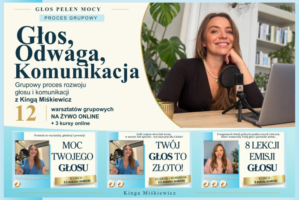 Głos, Odwaga, Komunikacja — trzy kursy online i dwanaście warsztatów grupowych